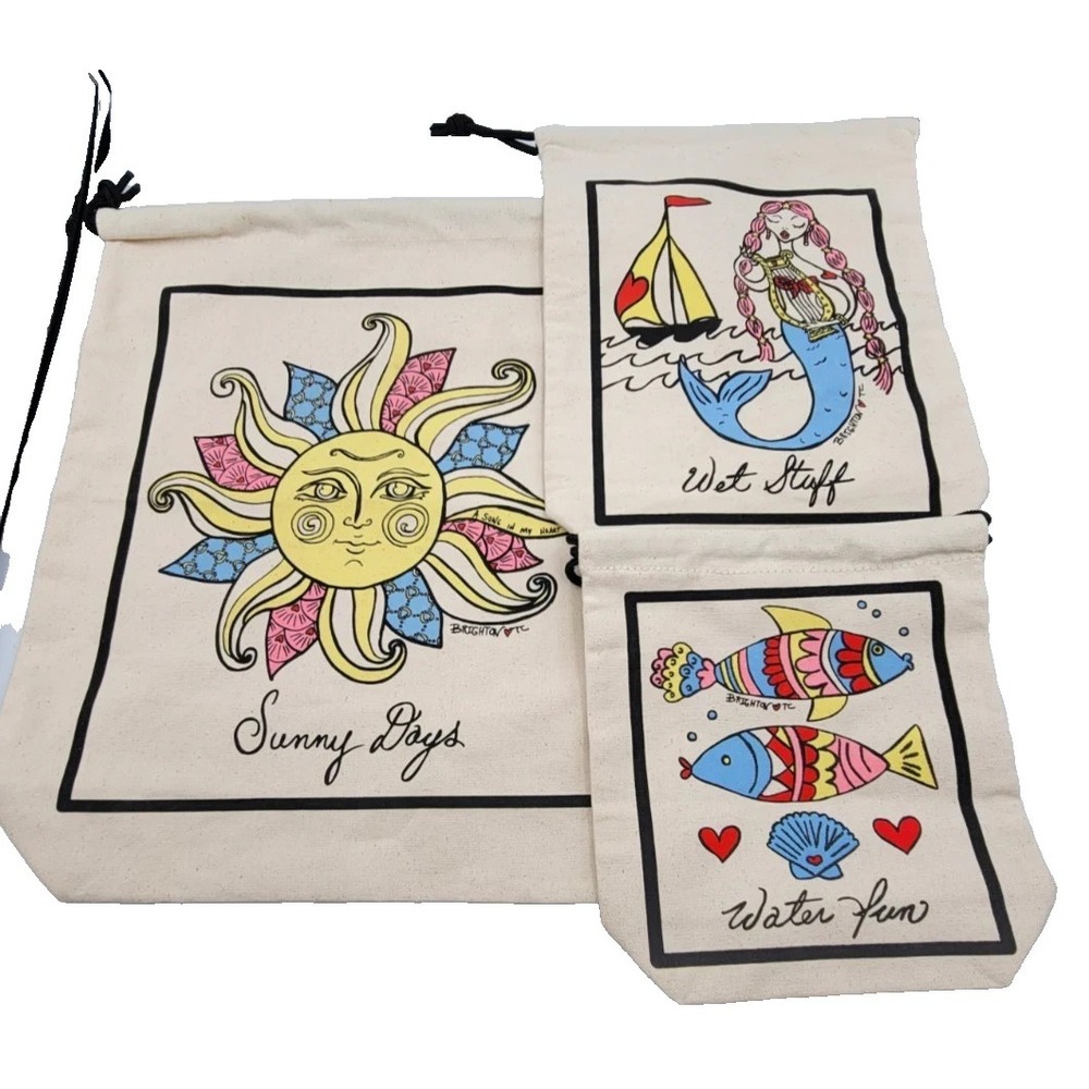 New Brighton Sea Breeze 3 Piece Travel Set Drawstring Bag Set